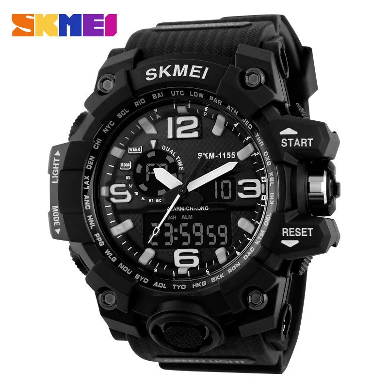 Fashion Men Digital LED Display Sport Watches Quartz Watch Waterproof Dual Display Wristwatches