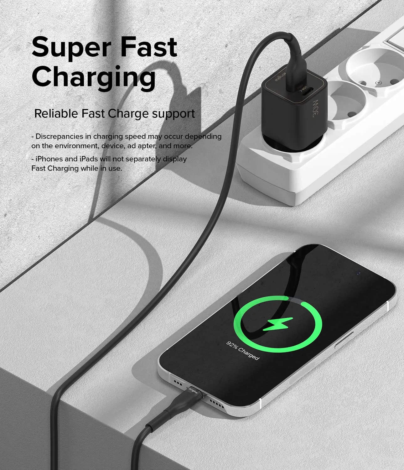 Fast Charging Pastel Cable | USB Type A to Lightning |  1.2m  Black