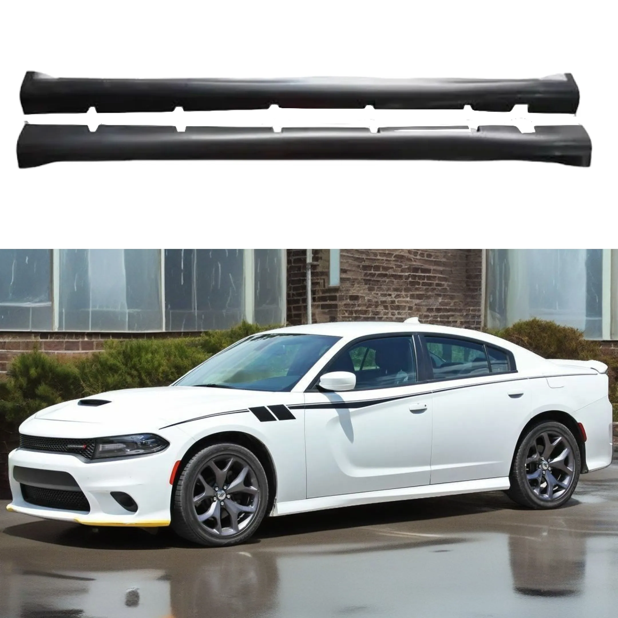 Fit 2011-2025 Dodge Charger SRT Style Matte Black Side Skirts Extension kit