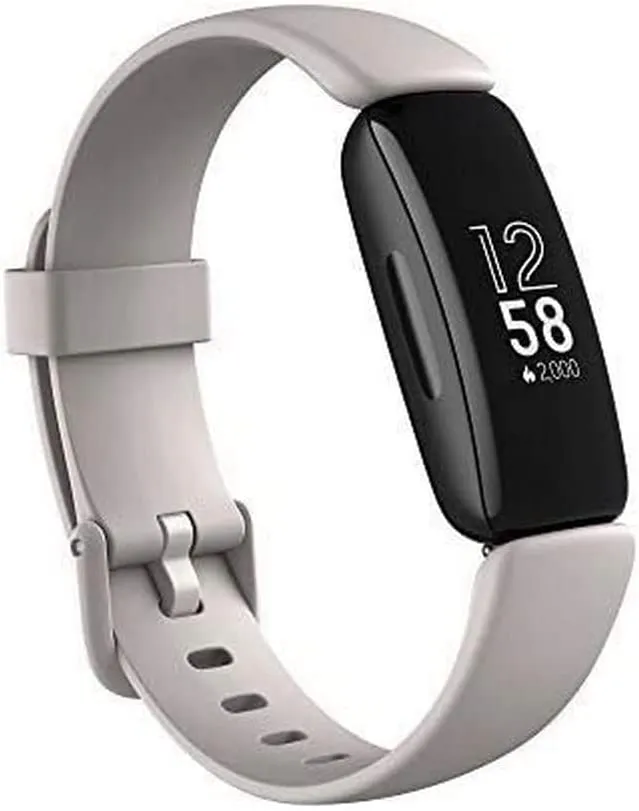 Fitbit Inspire 2 Health & Fitness Tracker, 24/7 Heart Rate, Lunar White, One Size (S & L Bands Included)