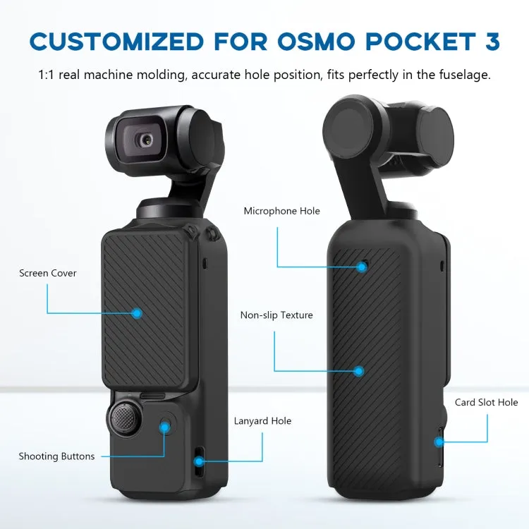 For DJI OSMO Pocket 3 PULUZ  2 in 1 Silicone Cover Case Set with Strap (Black)