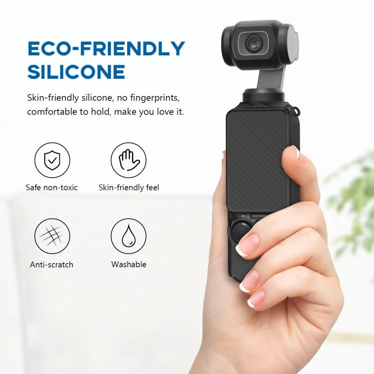 For DJI OSMO Pocket 3 PULUZ  2 in 1 Silicone Cover Case Set with Strap (Black)