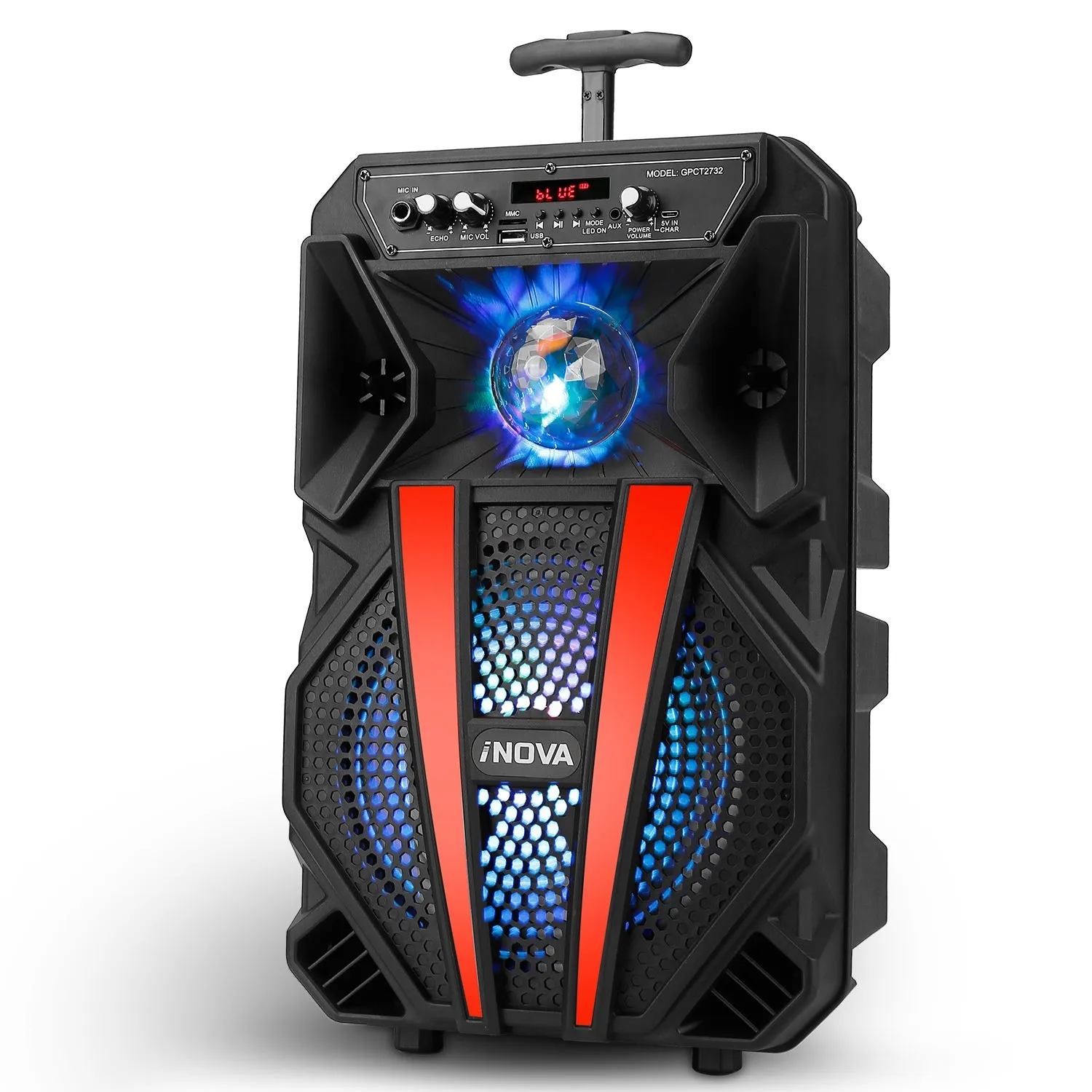 Fresh Fab Finds 8” Wireless Party Speaker Subwoofer Bass Portable TWS Party Speaker w/ Microphone Support FM Radio Remote Control MMC Car Slot LED Colorful Lights