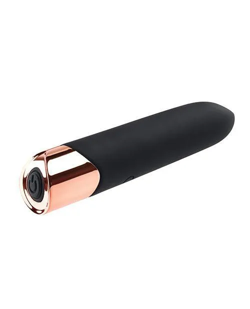 Gender X The Gold Standard Rechargeable Silicone Bullet - Black-rose Gold