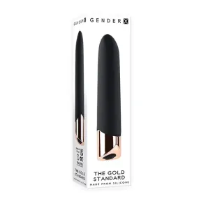 Gender X The Gold Standard Rechargeable Silicone Bullet - Black/rose Gold