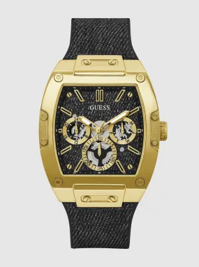 Gold Phoenix Black Denim Silicone Watch