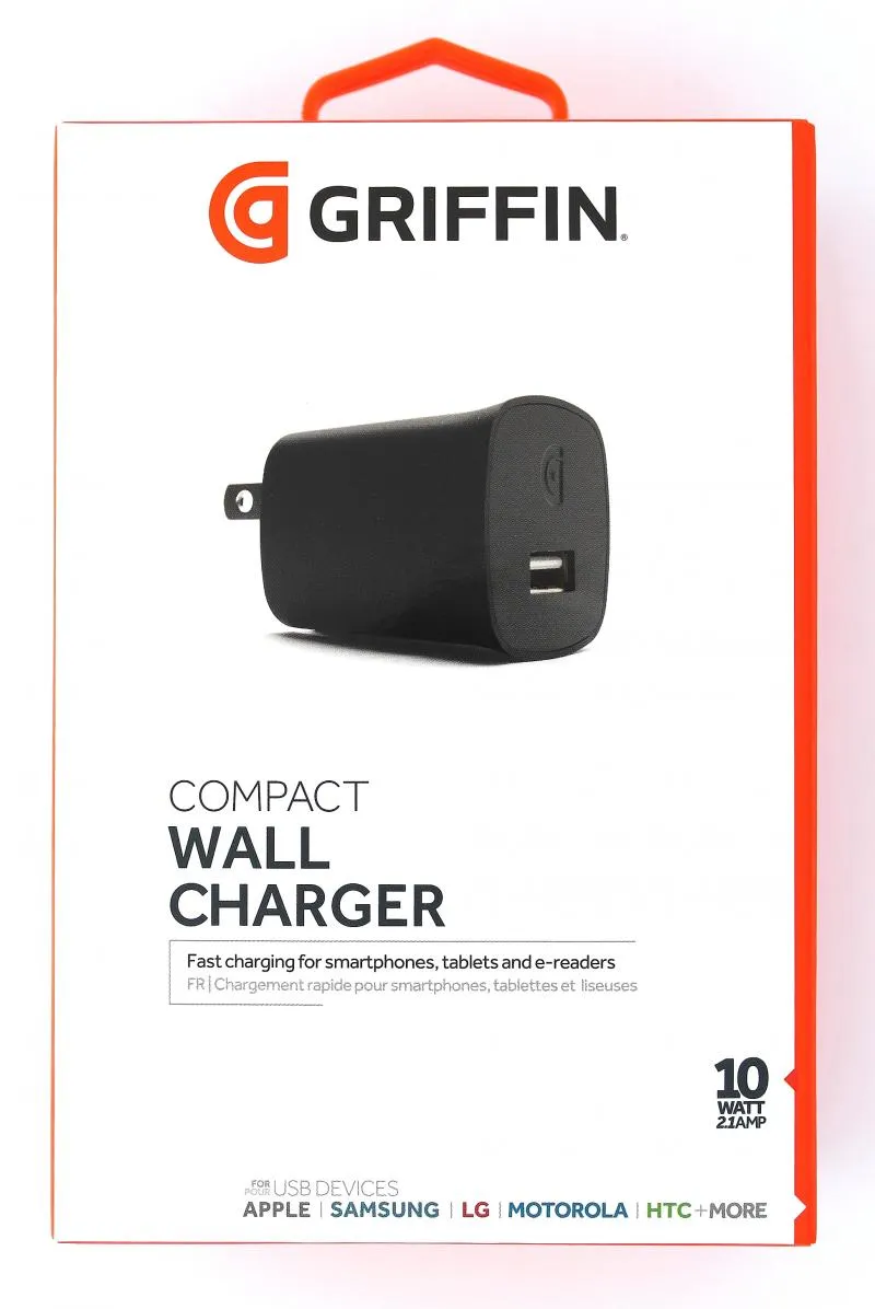 Griffin 10W USB Wall Charger for iPad Tablets or Smartphones - Black