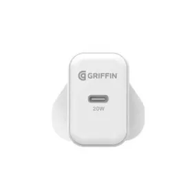 Griffin 20W Powerblock USC C PD UK Mains Charger White - GP-205-WHT-UK