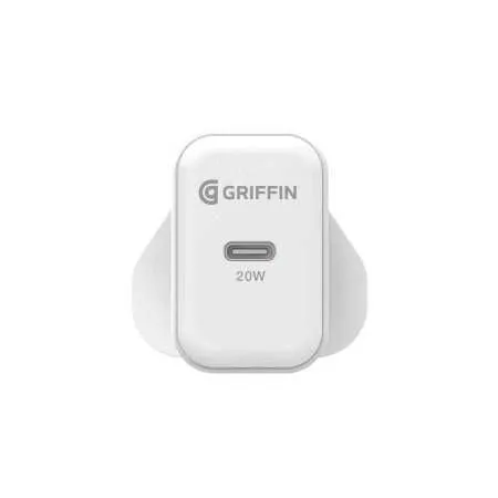 Griffin 20W Powerblock USC C PD UK Mains Charger White - GP-205-WHT-UK