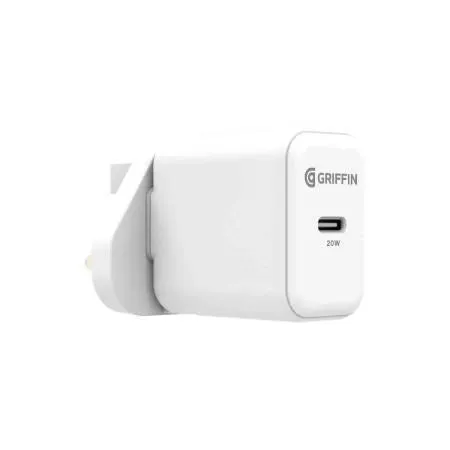 Griffin 20W Powerblock USC C PD UK Mains Charger White - GP-205-WHT-UK