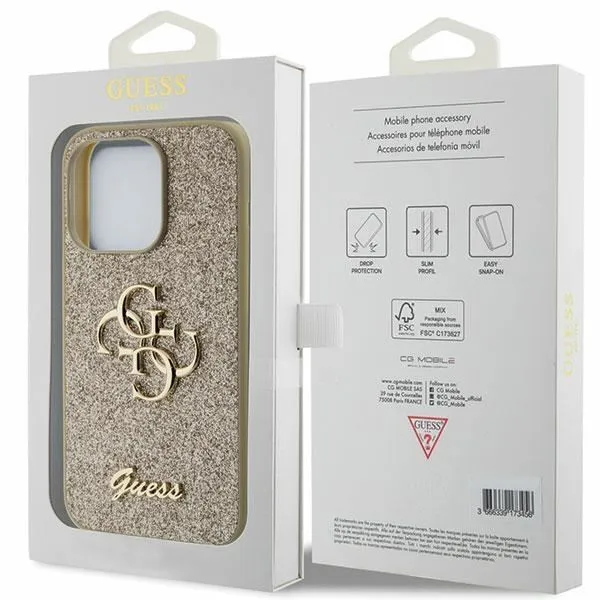 Guess Glitter Script Big 4G Case for iphone 15 Pro 6.1" Gold - GUHCP15LHG4SGD