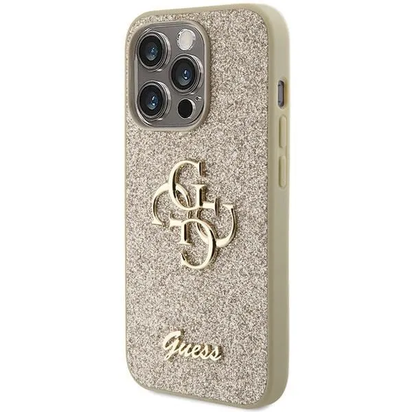 Guess Glitter Script Big 4G Case for iphone 15 Pro 6.1" Gold - GUHCP15LHG4SGD