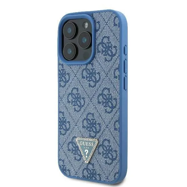 Guess Leather Metal Logo Strass Crossbody Case for iPhone 16 Pro 6.3" Blue - GUHCP16LP4TDSCPB