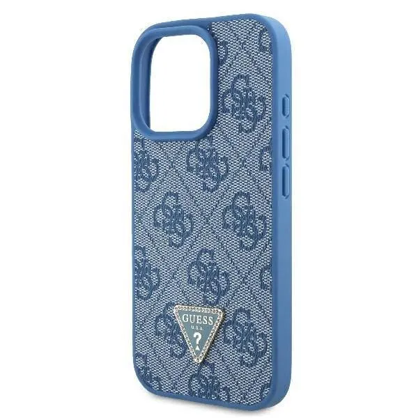 Guess Leather Metal Logo Strass Crossbody Case for iPhone 16 Pro 6.3" Blue - GUHCP16LP4TDSCPB