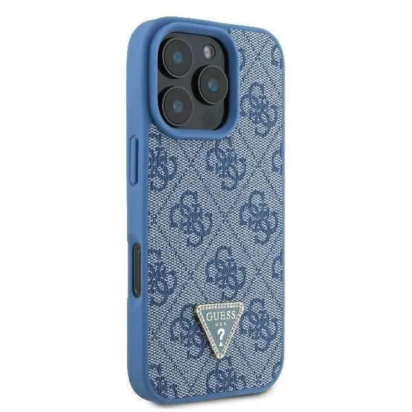 Guess Leather Metal Logo Strass Crossbody Case for iPhone 16 Pro 6.3" Blue - GUHCP16LP4TDSCPB