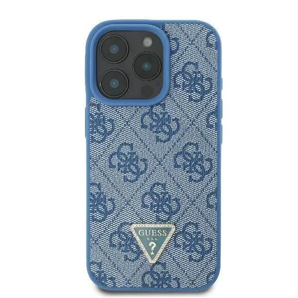 Guess Leather Metal Logo Strass Crossbody Case for iPhone 16 Pro 6.3" Blue - GUHCP16LP4TDSCPB