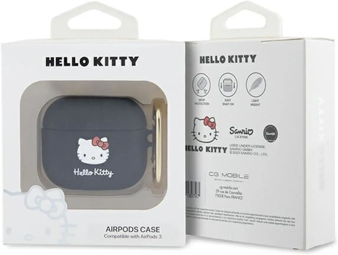 Hello Kitty 3D Kitty Head Silicone Case for Airpods Pro 2 Black - HKAP23DKHSK