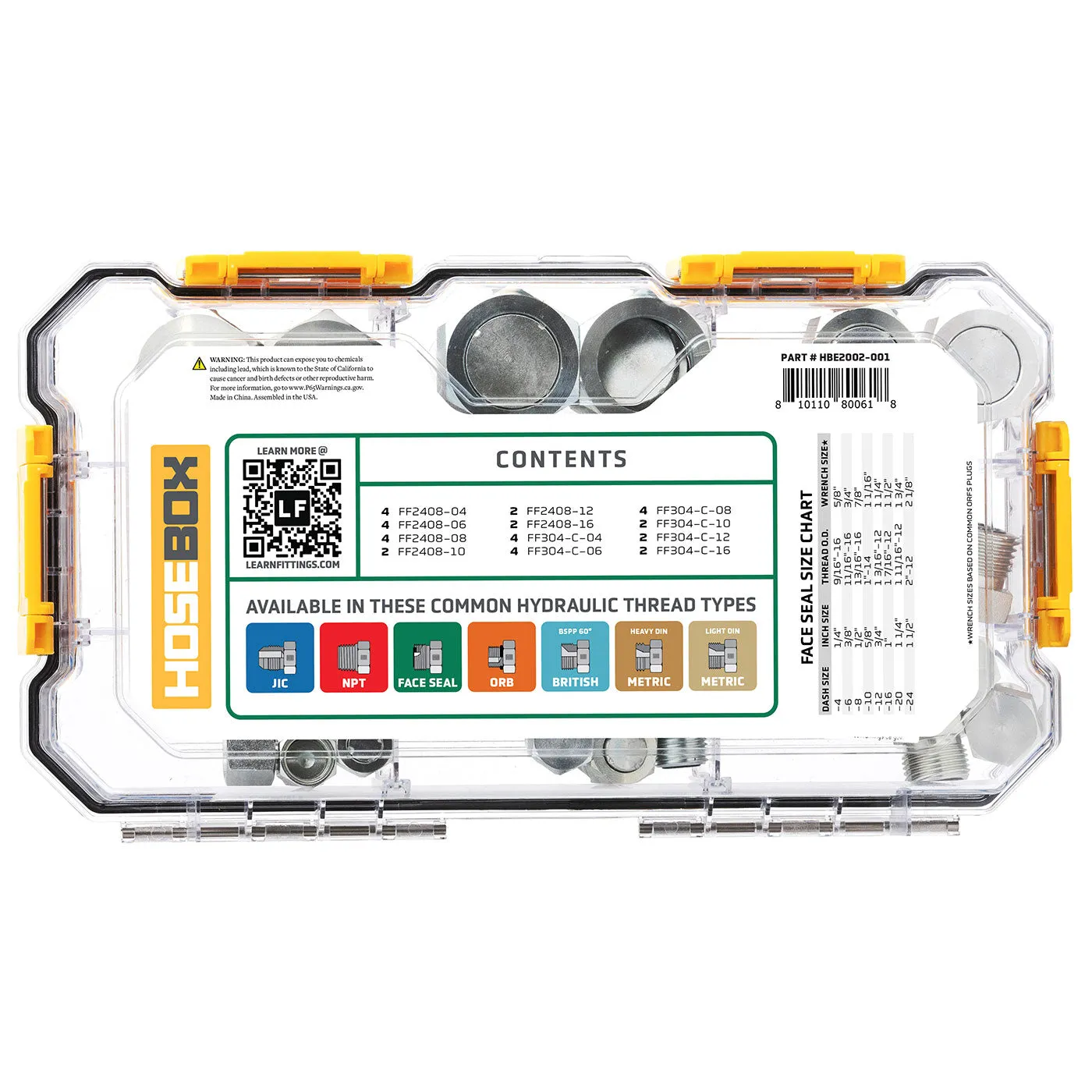 HOSEBOX Fitting Pack for FACE SEAL (ORFS) Caps and Plugs