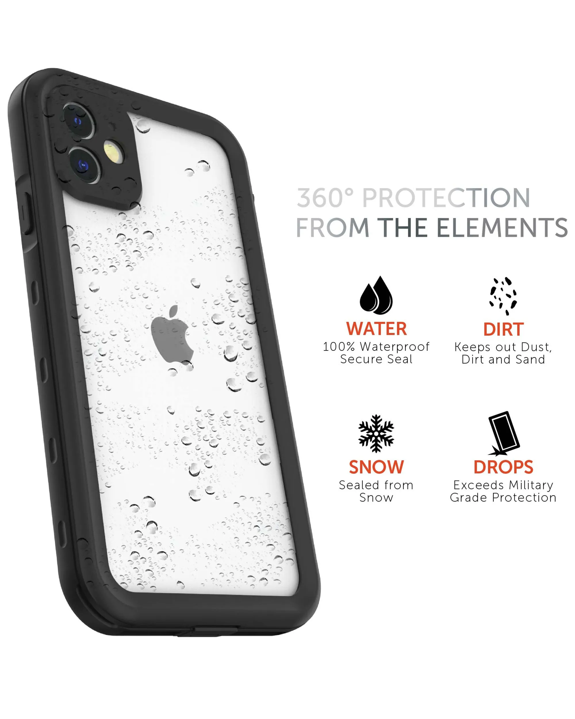 iPhone 12 Tidal Waterproof Phone Case - Black/Clear