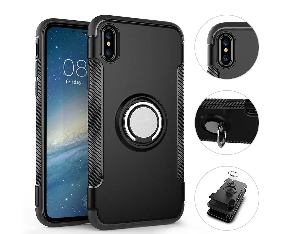 iPhone X Case Ring Holder Kickstand Function 360 Degree Rotating Ring Holder Grip Case TPU