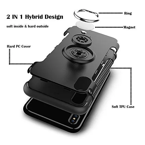 iPhone X Case Ring Holder Kickstand Function 360 Degree Rotating Ring Holder Grip Case TPU