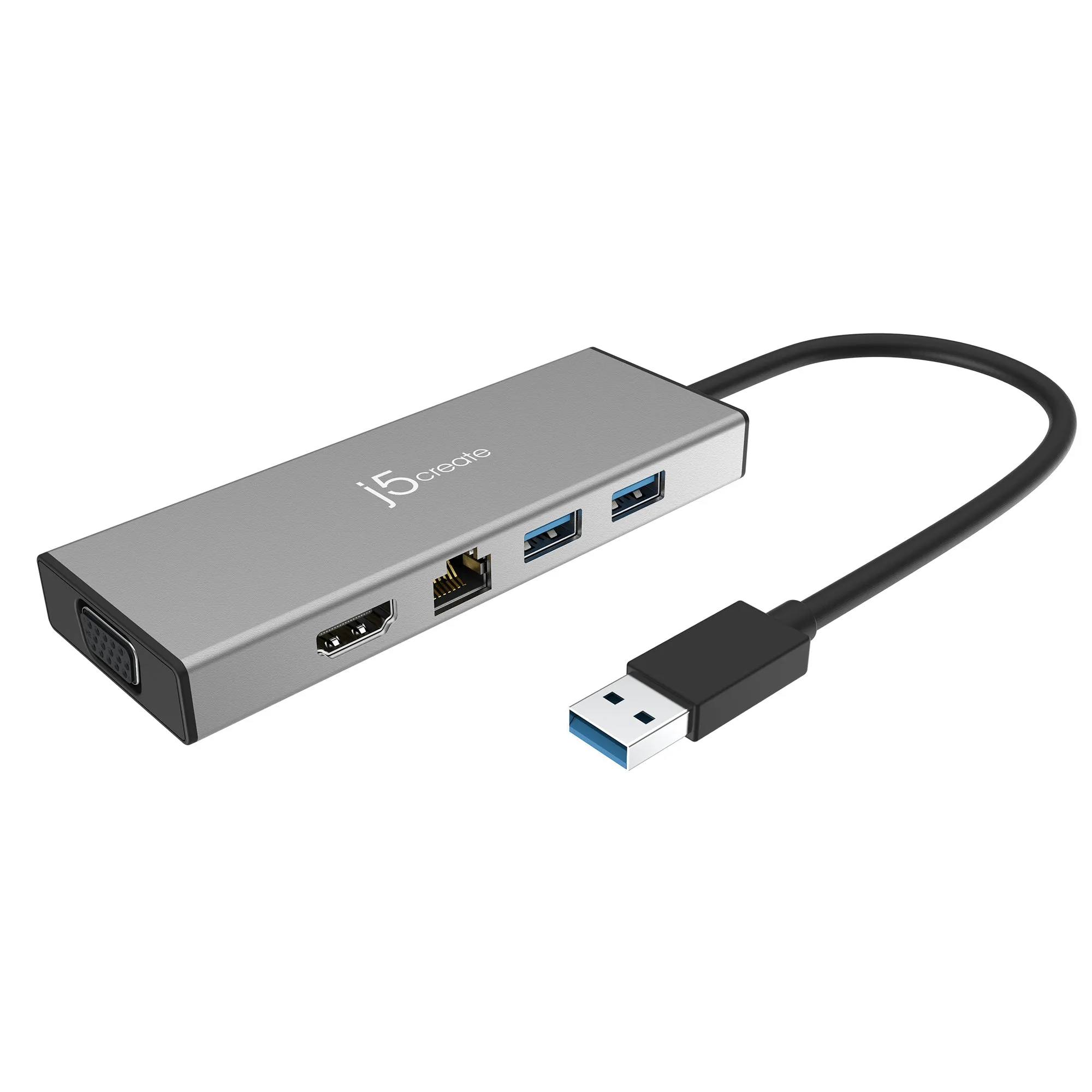 JUD323 USB 3.0 デュアルモニタ 5in1ミニドック（ブラック/シルバー）