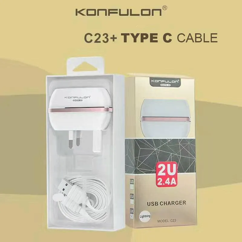 Konfulon 2.4A DC 5.0v Dual USB Charger - TYPE C