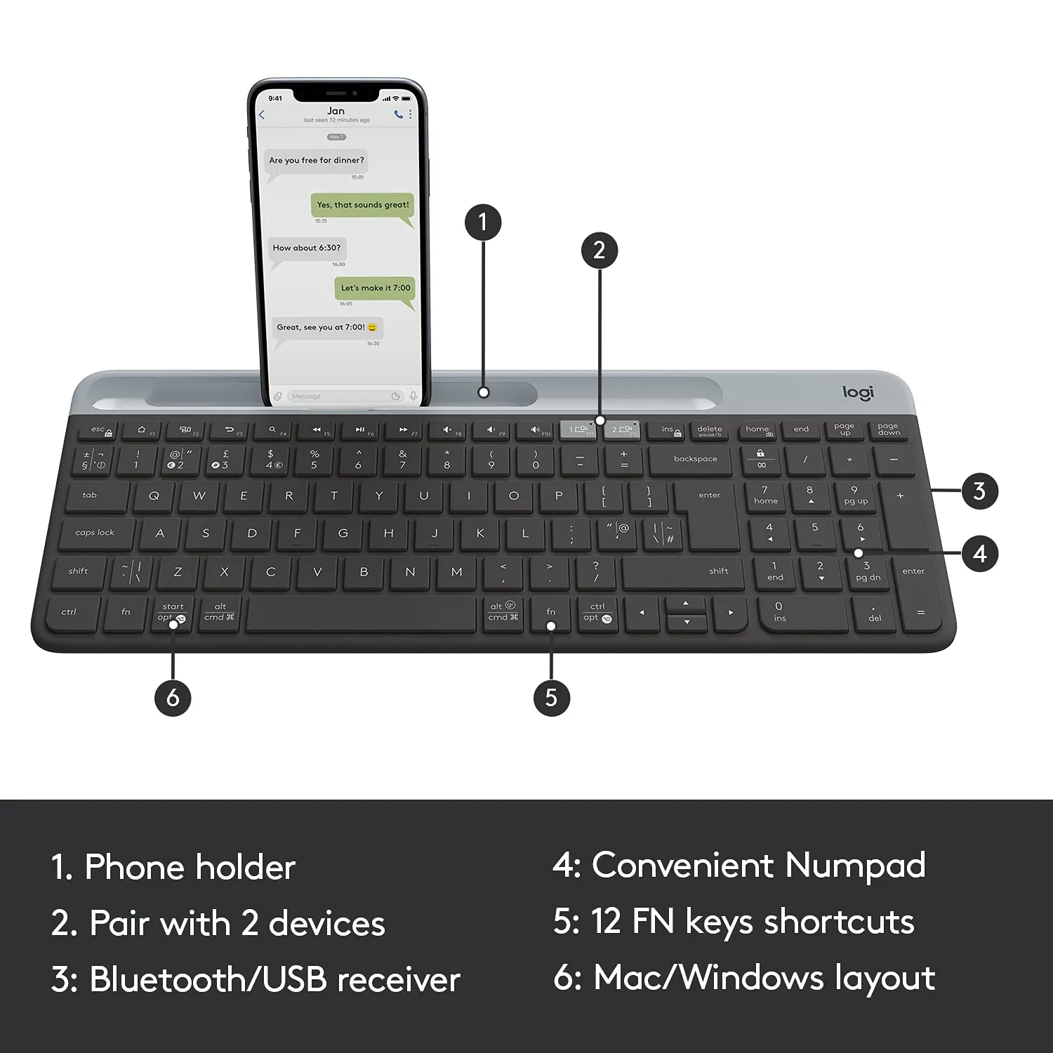 Logitech K580 Slim Multi-Device Wireless & Bluetooth Keyboard