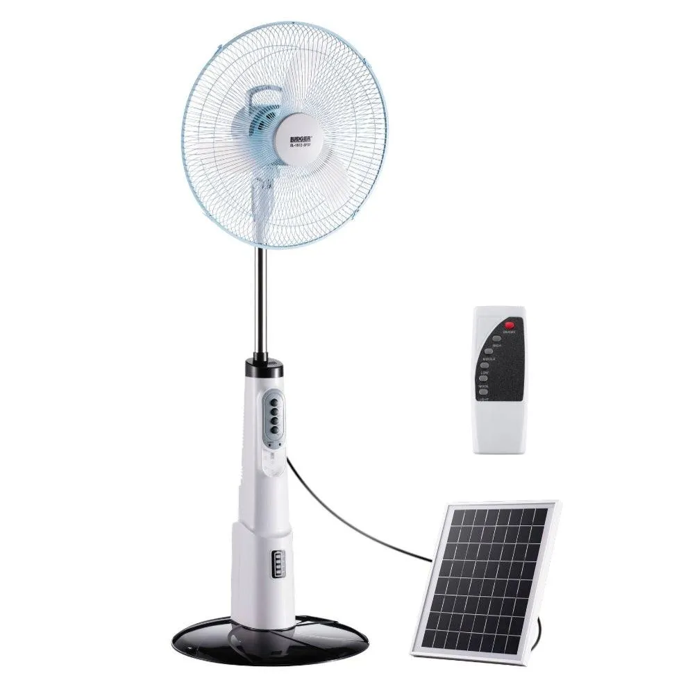 Ludger 16" Rechargeable Fan, Solar Panel and Remote Control