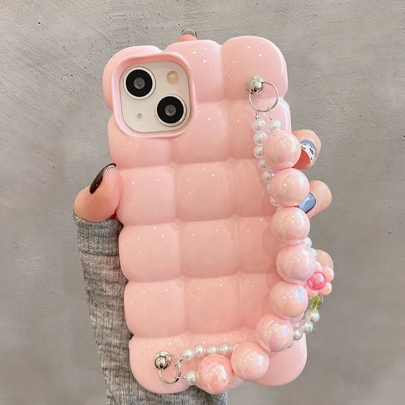 Luxury Pearl Chain Case for iPhone 16 15 14 13 12 Pro Max