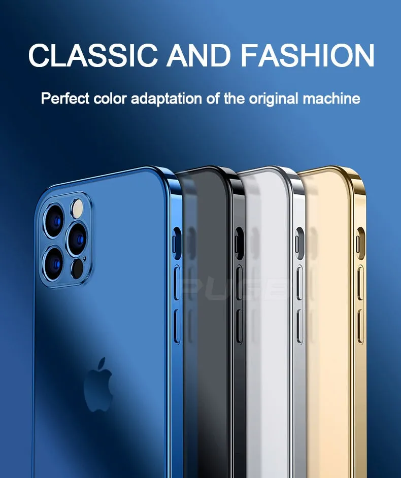 Luxury Plating Matte Transparent Soft Silicone Case for iPhone 11 12 13 Pro Max Mini XR X XS 7 8 Plus SE 2020 Shockproof Cover