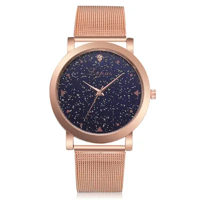 Lvpai Brand Luxury Starry Women Watches Steel Quartz Ladies Rose Bracelet Watch Casual Clock Lovers Girl Wristwatch Relogio