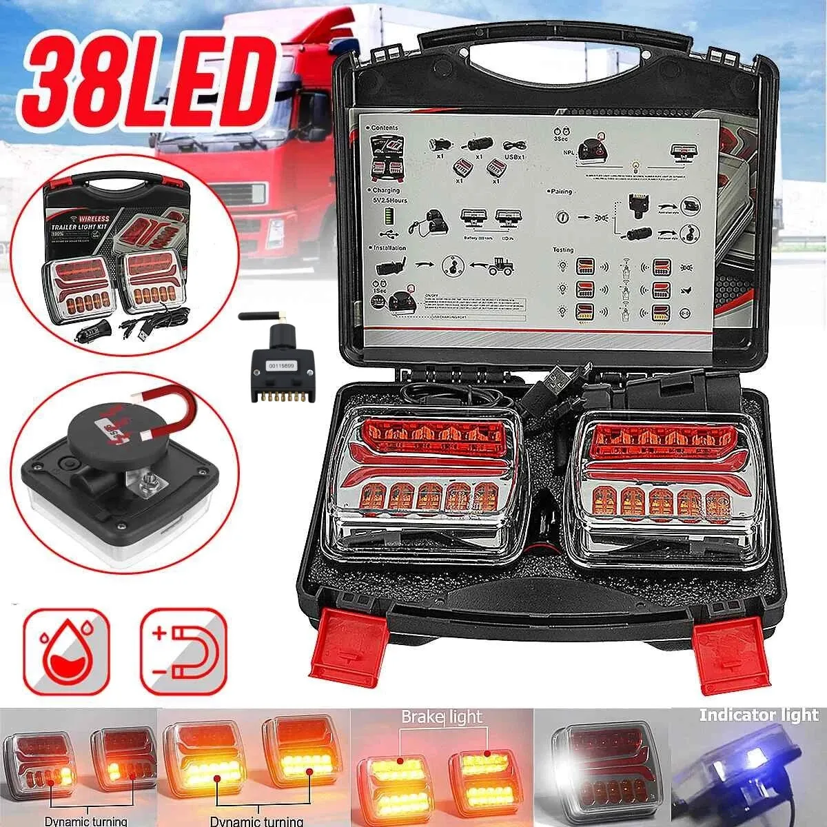 Magnetic Wireless LED Trailer & Truck Tow LED Lights Kit