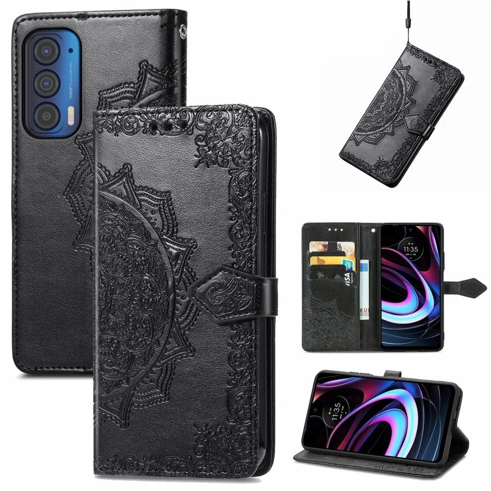 Mandala Motorola Edge (2021) Flip case - Black