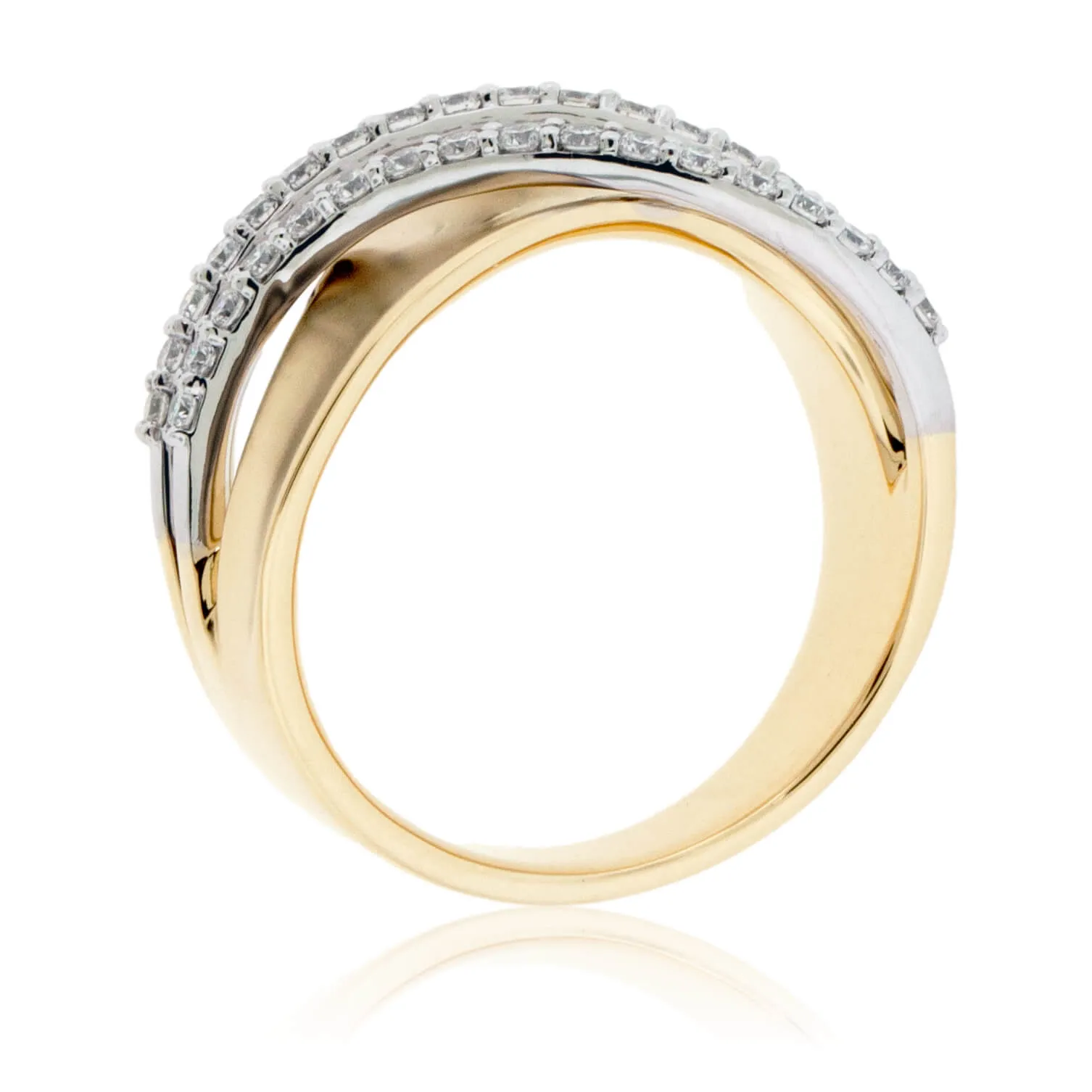 Matte Yellow & White Gold Diamond Overpass Ring