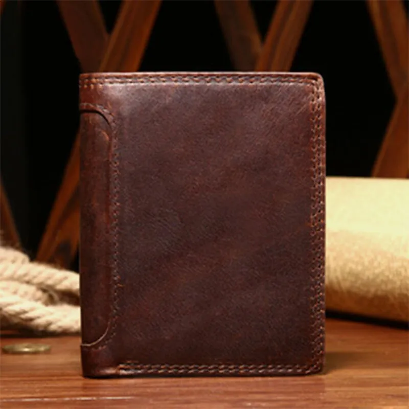 Men Short Bifold RFID Anti-magnetic Wallet Multifunction Genuine Leather Multi-card Slot Card Holder Coin Purse Organ Wallet