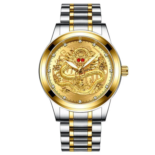 Men Watch Golden  Luxury Waterproof Full Steel Quartz