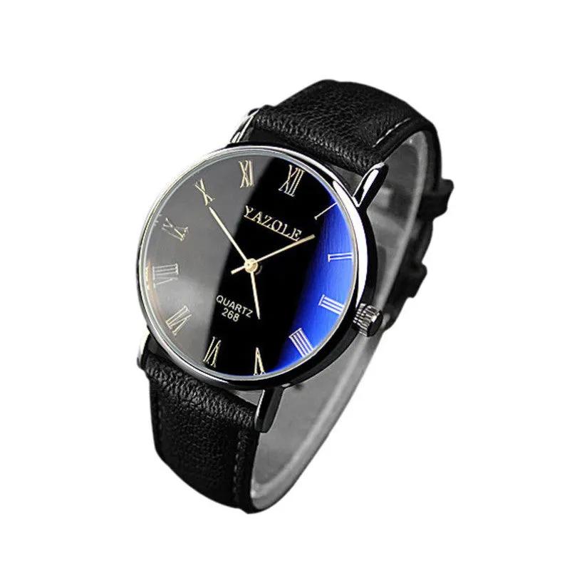 Men Watches Fashion Faux Leather Men wristwatches Man relojes Hour Blue Ray Glass Quartz Watch Mens Watches Top Brand Luxury Casual Watches