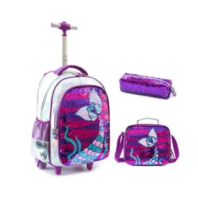 Mermaid Rolling Backpack With Wheels School Bags