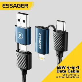 Micro usb cable|Essager 4 in 1 USB Cable Type C 65W PD Fast Charging Wire Type C To Type C Cable For iPhone 15 14 13 Pro Max iPad HUAWEI Xiaomi