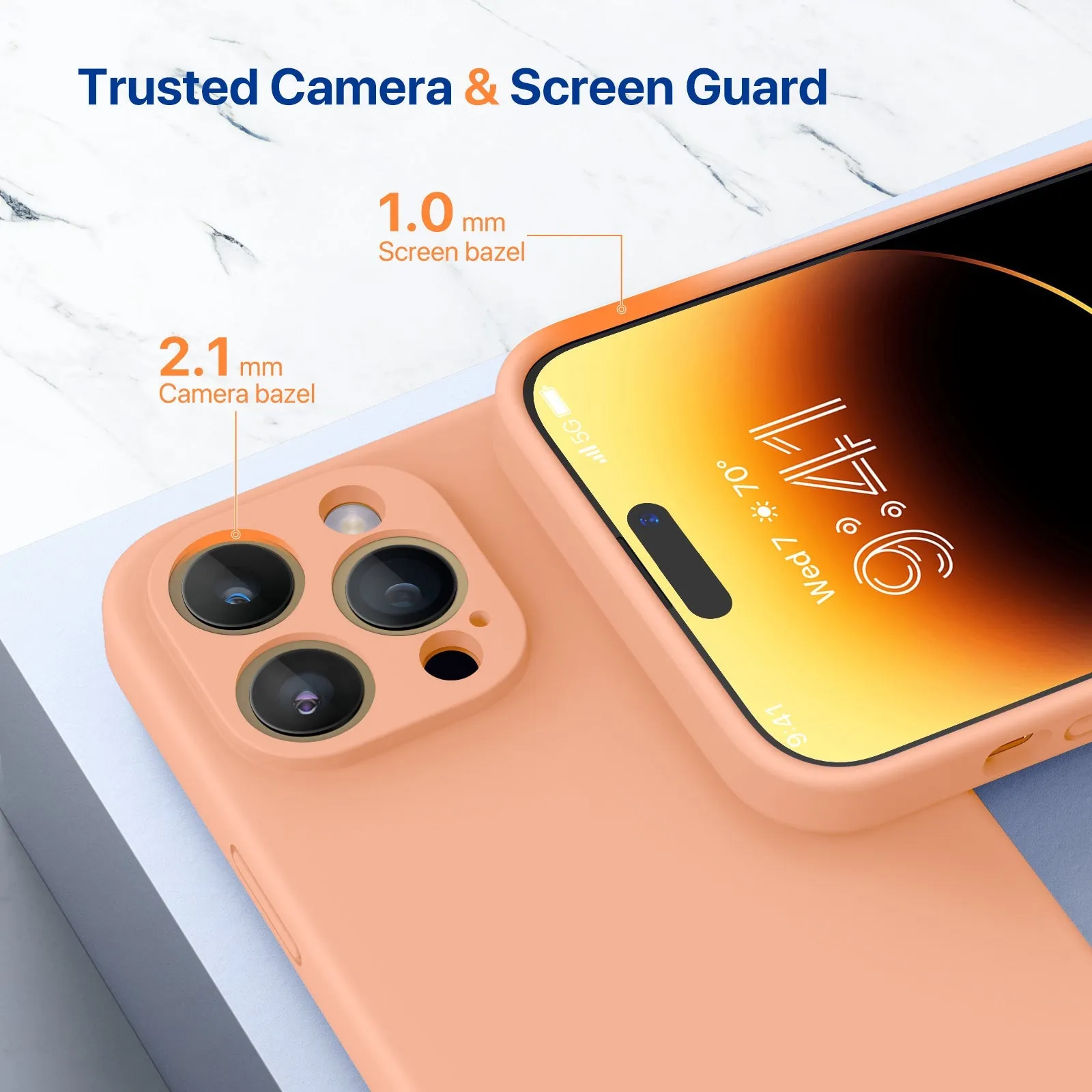 Miracase Designed for iPhone 14 Pro Max Case, with Screen Protectors,[Upgraded Enhanced Camera Protection],Shockproof Liquid Silicone Case with Microfiber Lining