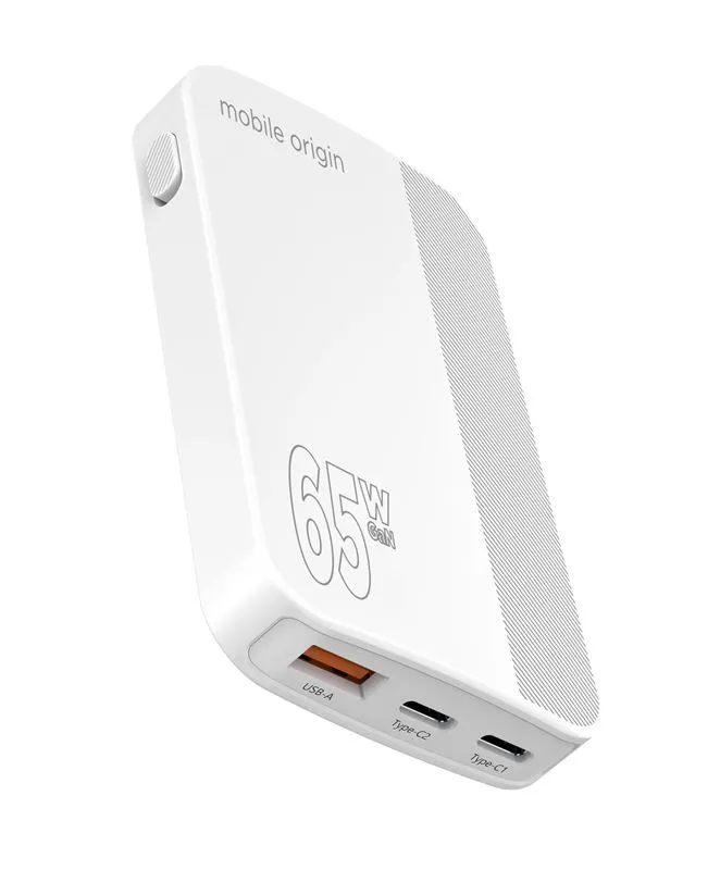 Mobile Origin Slim Charger 65W 2x USB-C 1x USB-A - Hvid