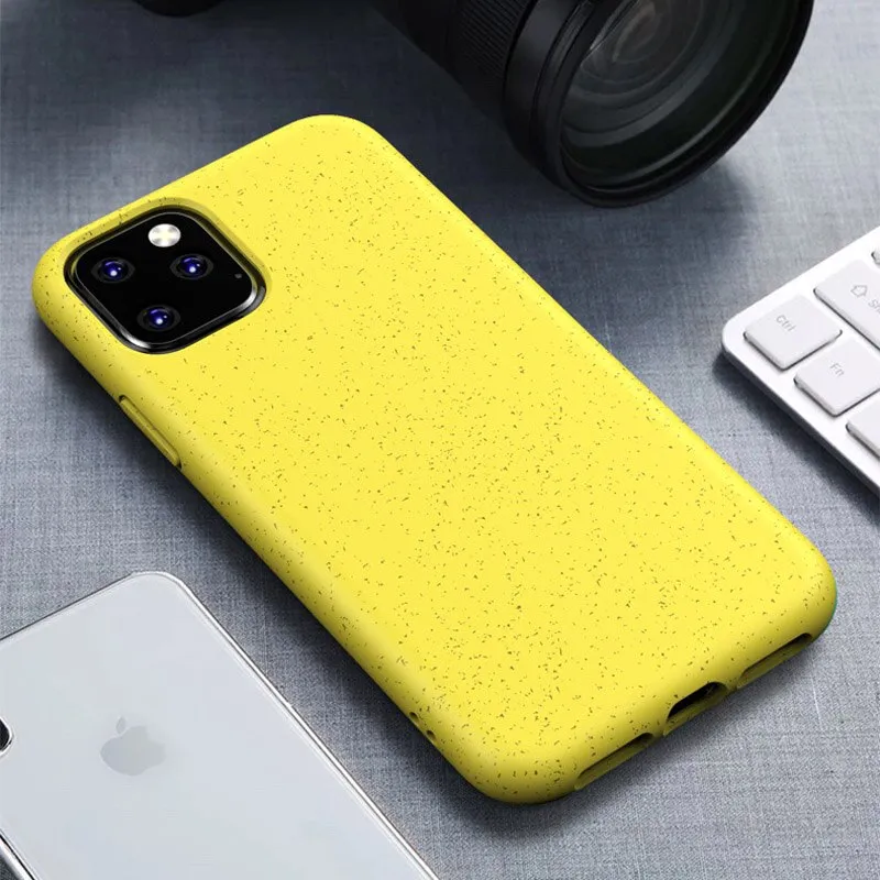 N1986N Phone Case For iPhone 11 11 Pro Max X XR XS Max 6 6s 7 8 Plus Eco-friendly Wheat Straw Silicone Candy Colors For iPhone X