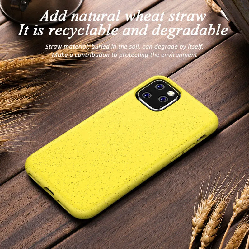 N1986N Phone Case For iPhone 11 11 Pro Max X XR XS Max 6 6s 7 8 Plus Eco-friendly Wheat Straw Silicone Candy Colors For iPhone X