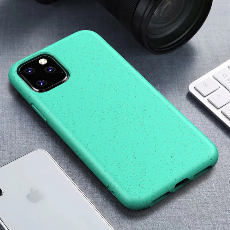 N1986N Phone Case For iPhone 11 11 Pro Max X XR XS Max 6 6s 7 8 Plus Eco-friendly Wheat Straw Silicone Candy Colors For iPhone X