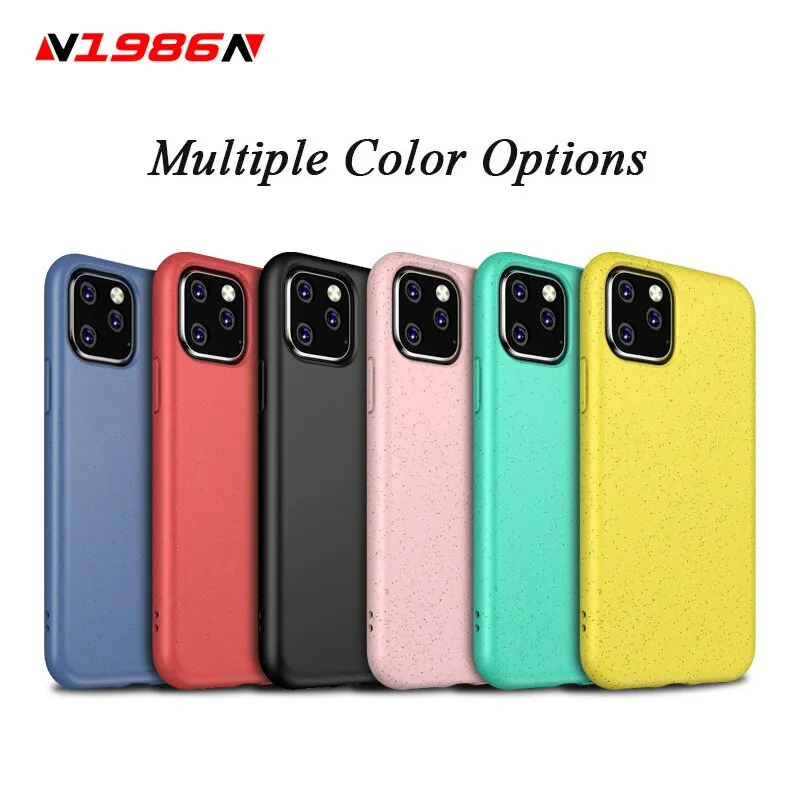 N1986N Phone Case For iPhone 11 11 Pro Max X XR XS Max 6 6s 7 8 Plus Eco-friendly Wheat Straw Silicone Candy Colors For iPhone X