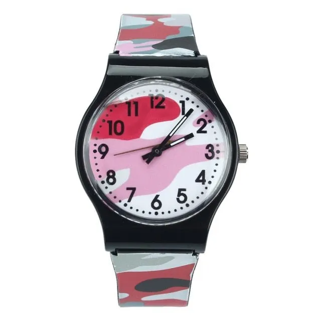 New Fashion Camouflage Children kids Watch Quartz Wristwatch For Girls Boy Blue watches reloj mujer watches Dropshipping 43