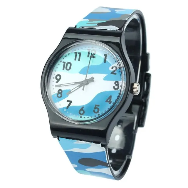 New Fashion Camouflage Children kids Watch Quartz Wristwatch For Girls Boy Blue watches reloj mujer watches Dropshipping 43