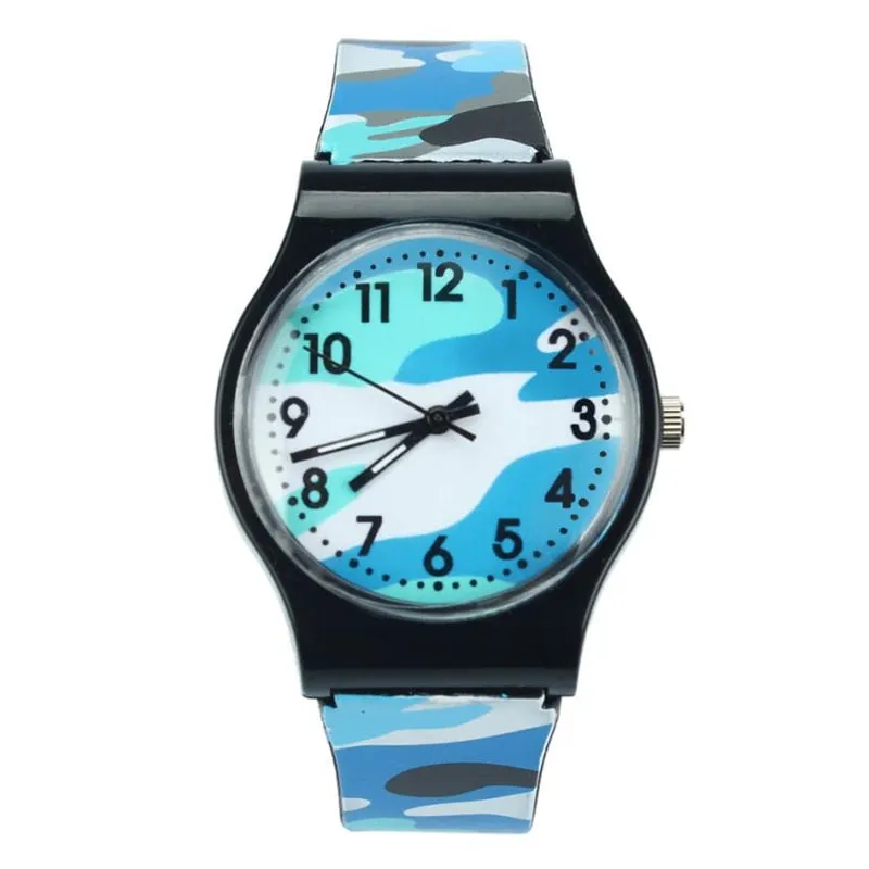 New Fashion Camouflage Children kids Watch Quartz Wristwatch For Girls Boy Blue watches reloj mujer watches Dropshipping 43