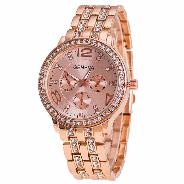 New Fashion Luxury Watch Women Golden Steel Rhinestone Quartz Watch High Quality Elegant Banquet Women Clock Ladies Wristwatch